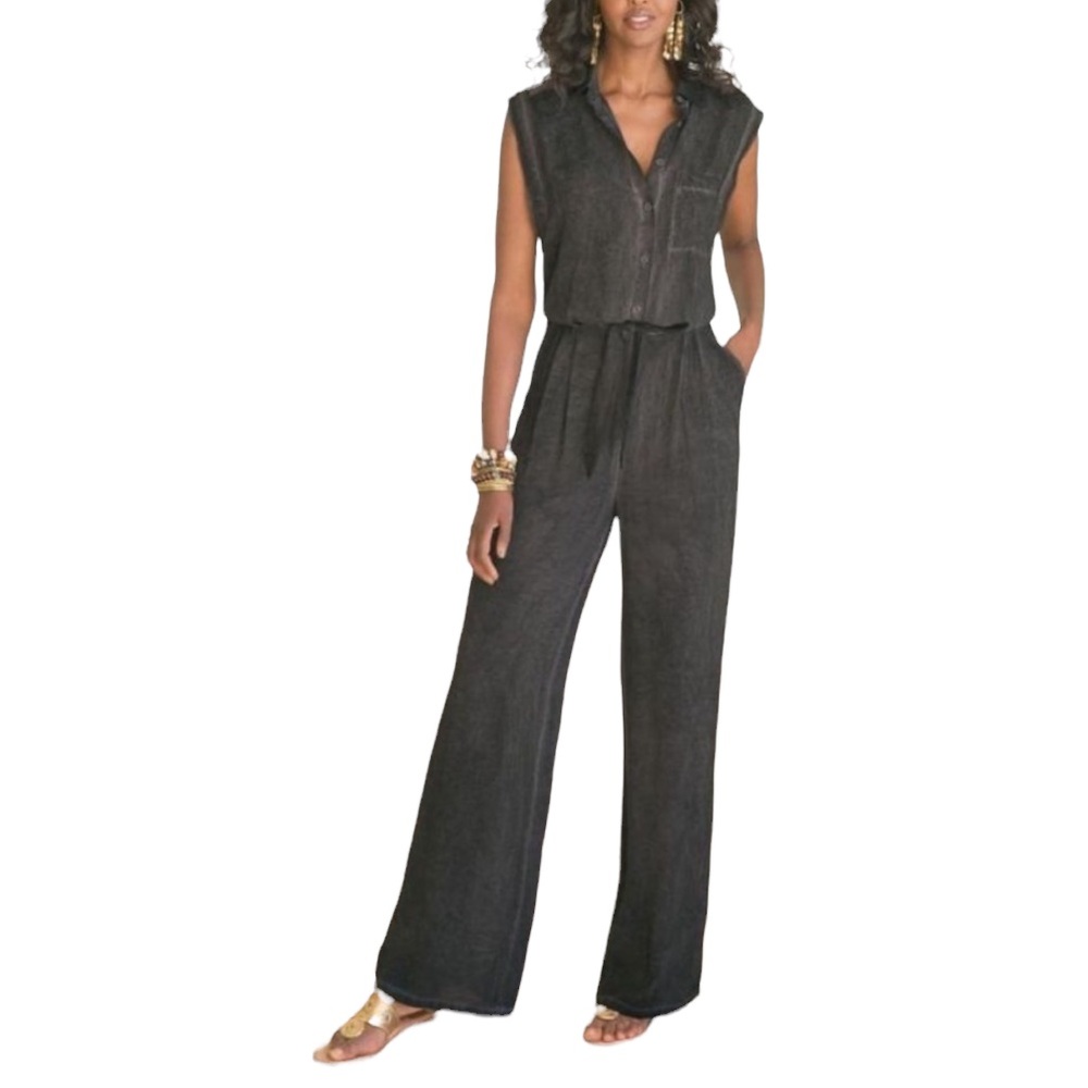 Soft Surroundings Black Sleeveless Jumpsuit